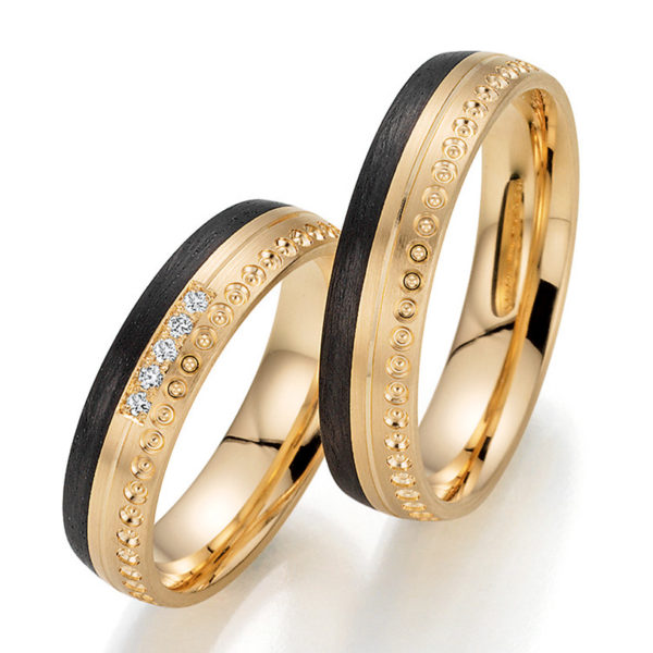 Bayer Eheringe - Modell Endless Love Trauringe - Apricotgold 375, Carbon